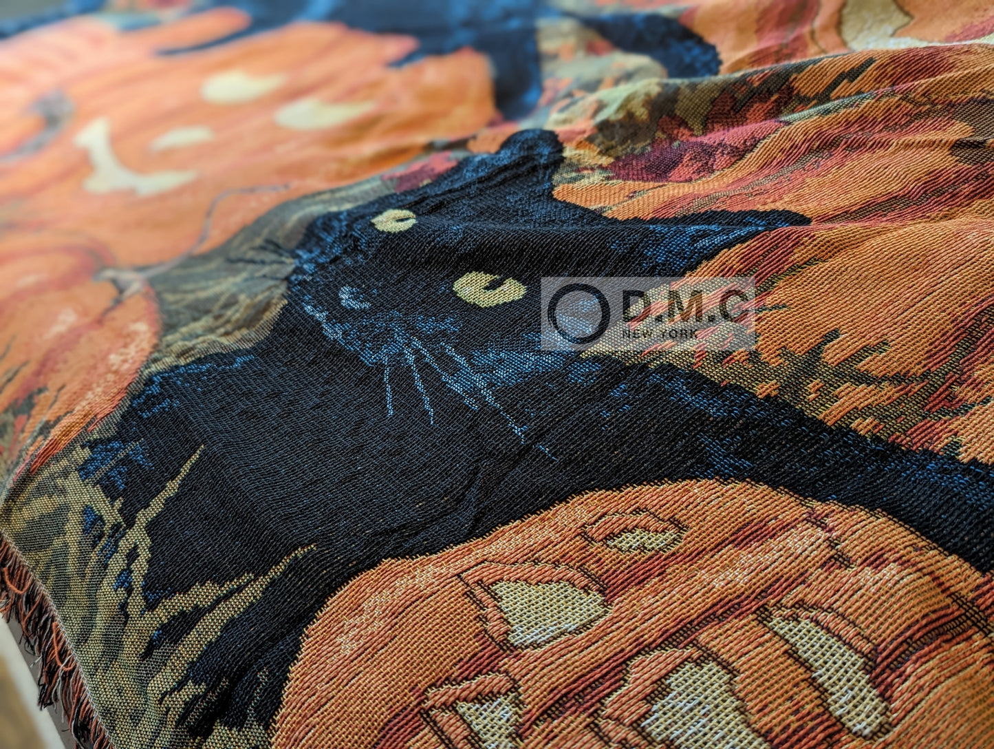 D.M.C. Original Halloween Pumpkin Black Cat Blanket throw