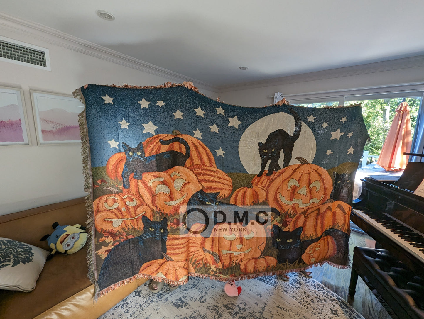 D.M.C. Original Halloween Pumpkin Black Cat Blanket throw
