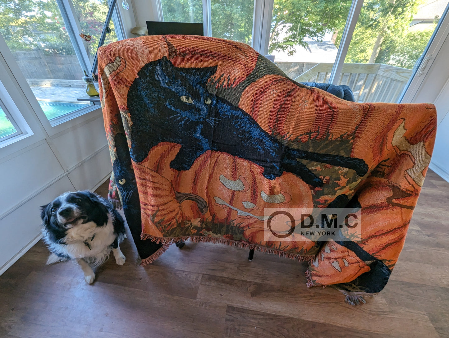 D.M.C. Original Halloween Pumpkin Black Cat Blanket throw