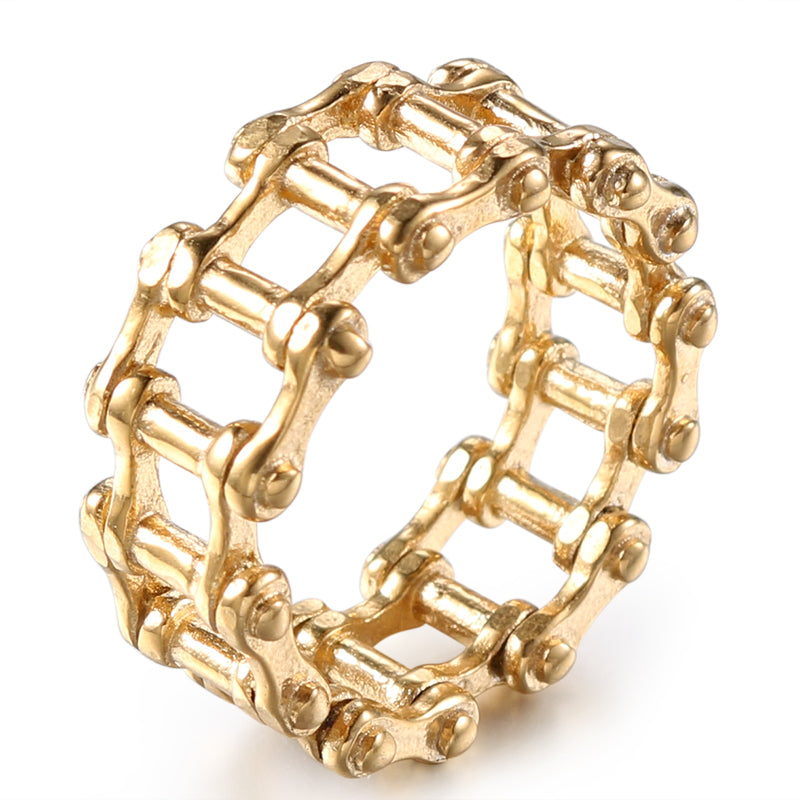 Gothic Stainless Steel Motorbike Chain Ring Vintage Punk Style