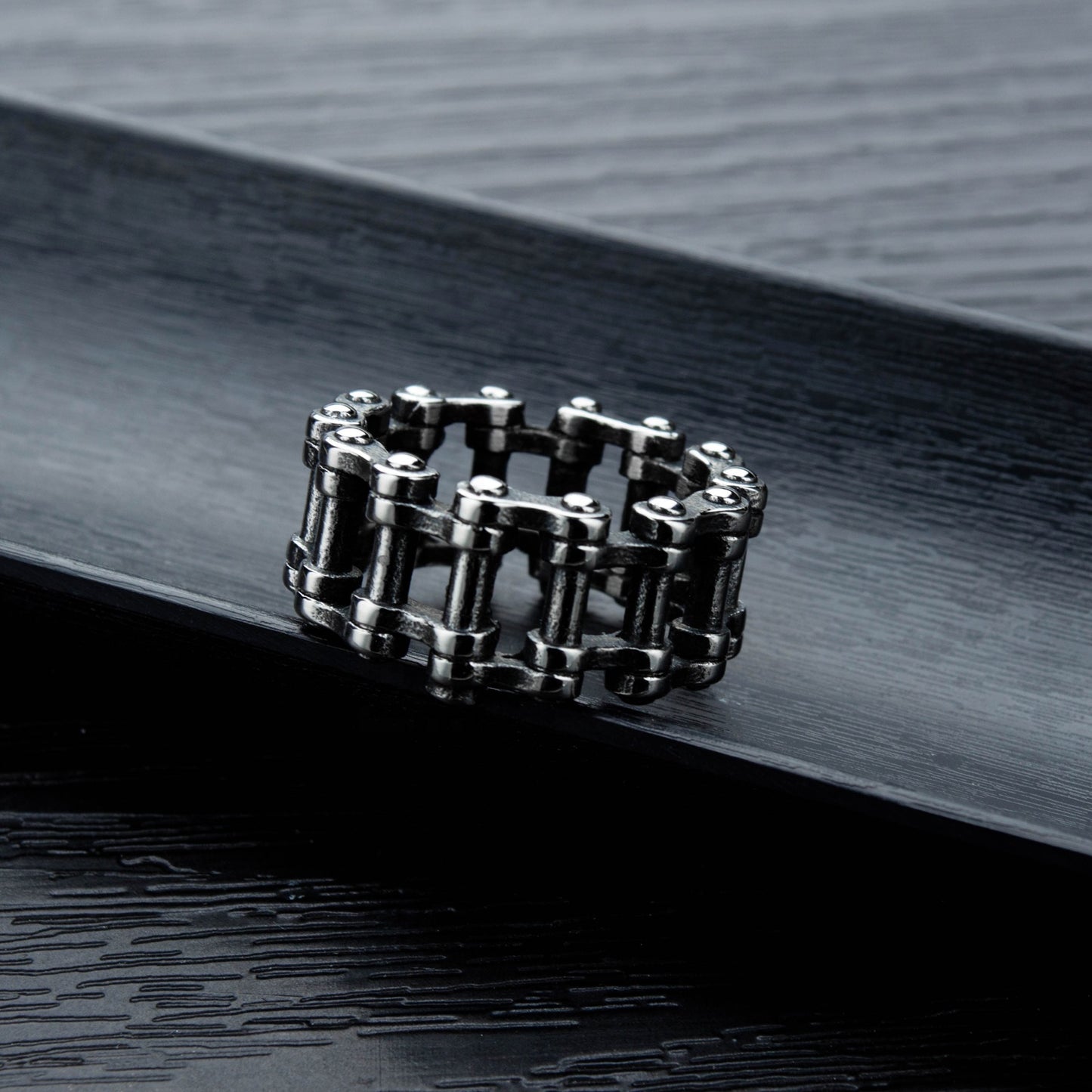 Gothic Stainless Steel Motorbike Chain Ring Vintage Punk Style