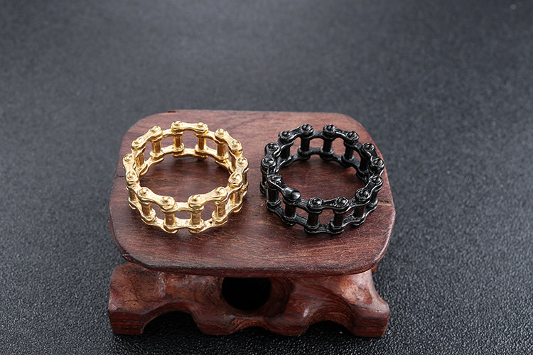 Gothic Stainless Steel Motorbike Chain Ring Vintage Punk Style