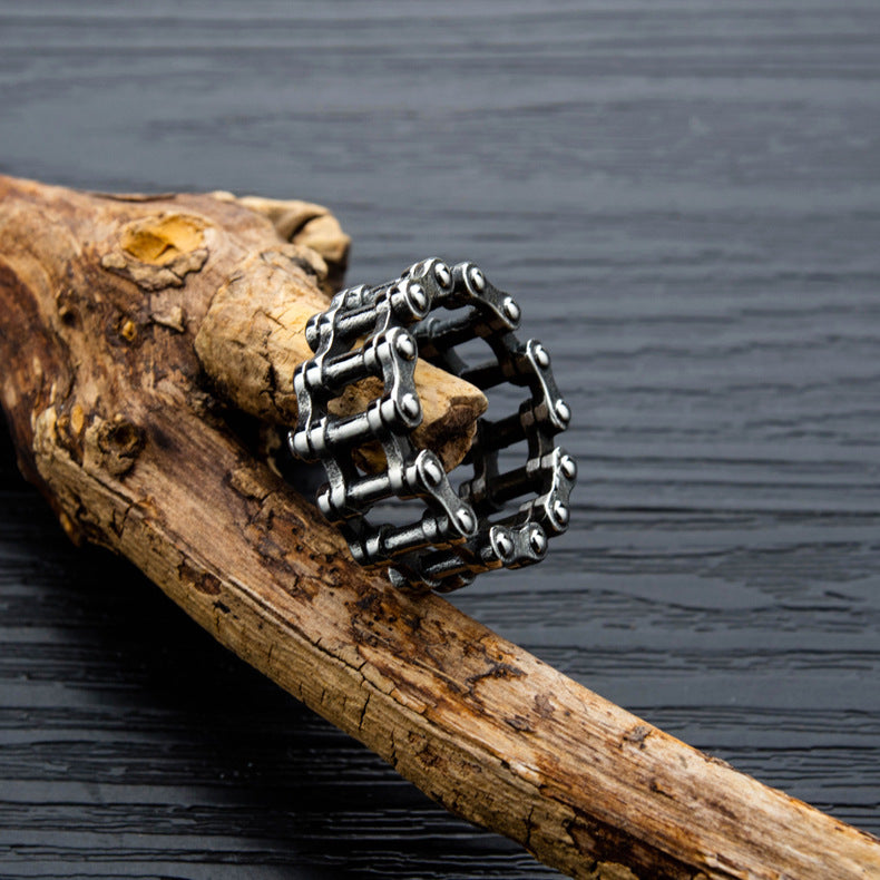 Gothic Stainless Steel Motorbike Chain Ring Vintage Punk Style