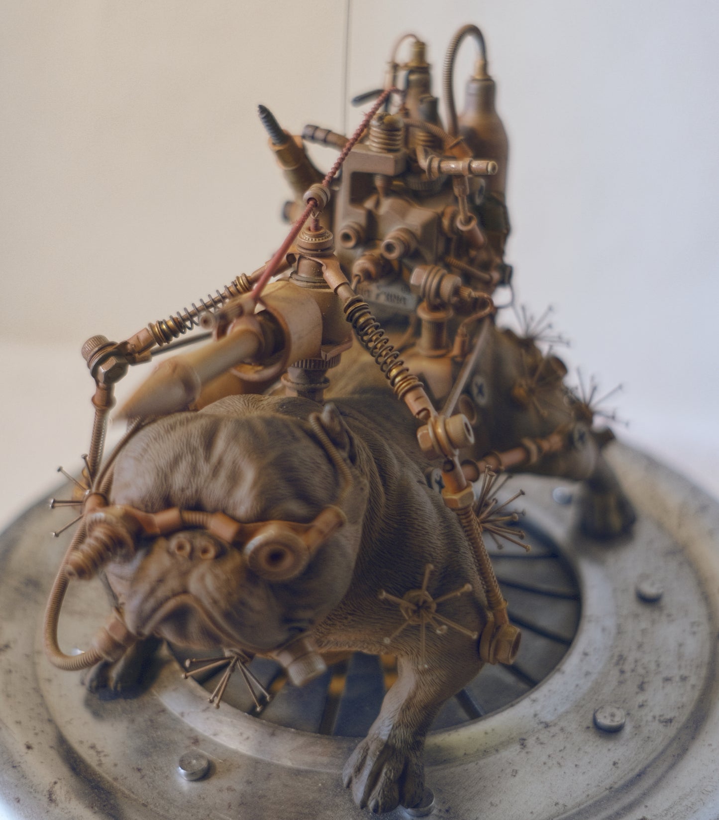 Wasteland French Bulldog Ornament Post Apocalyptic Steampunk Art