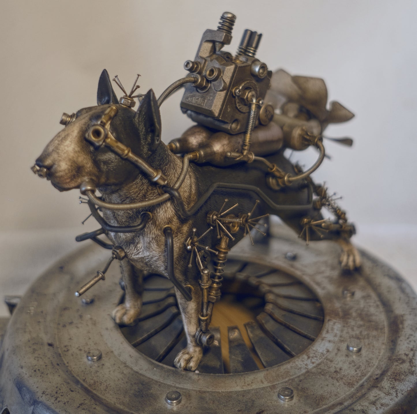 Wasteland Bull Terrier Ornament Post Apocalyptic Steampunk Art