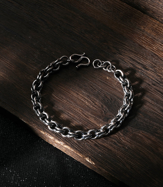 Raw S999 Fine Silver Chain Bracelets Retro Vintage Handmade