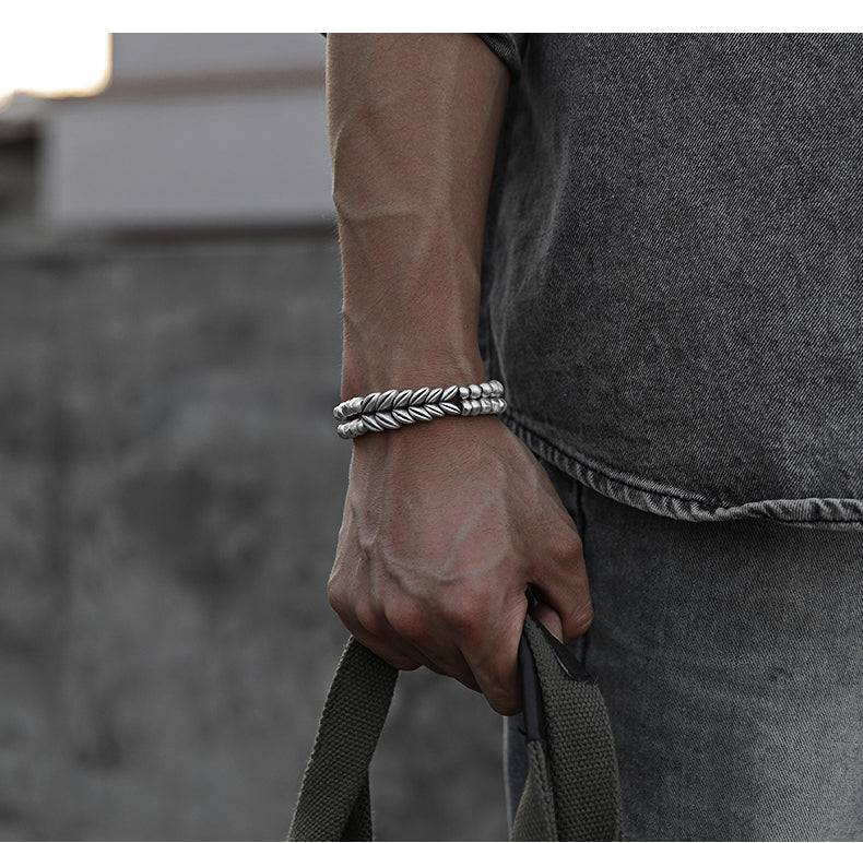 Raw S999 Fine Silver Chain Bracelets Retro Vintage Handmade