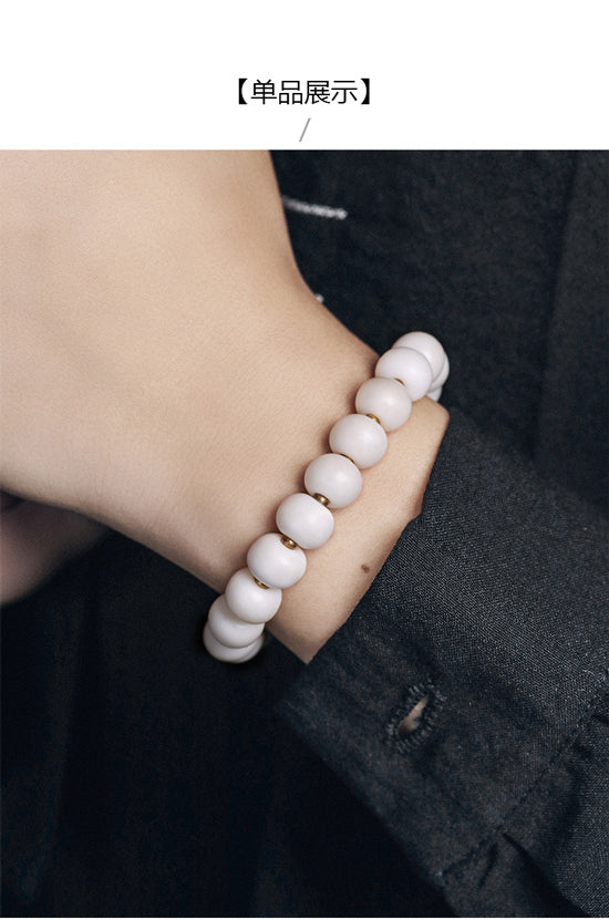 Genuine Tibetan Deer Bone Multilayer Bracelet Set with Retro Hammered Brass