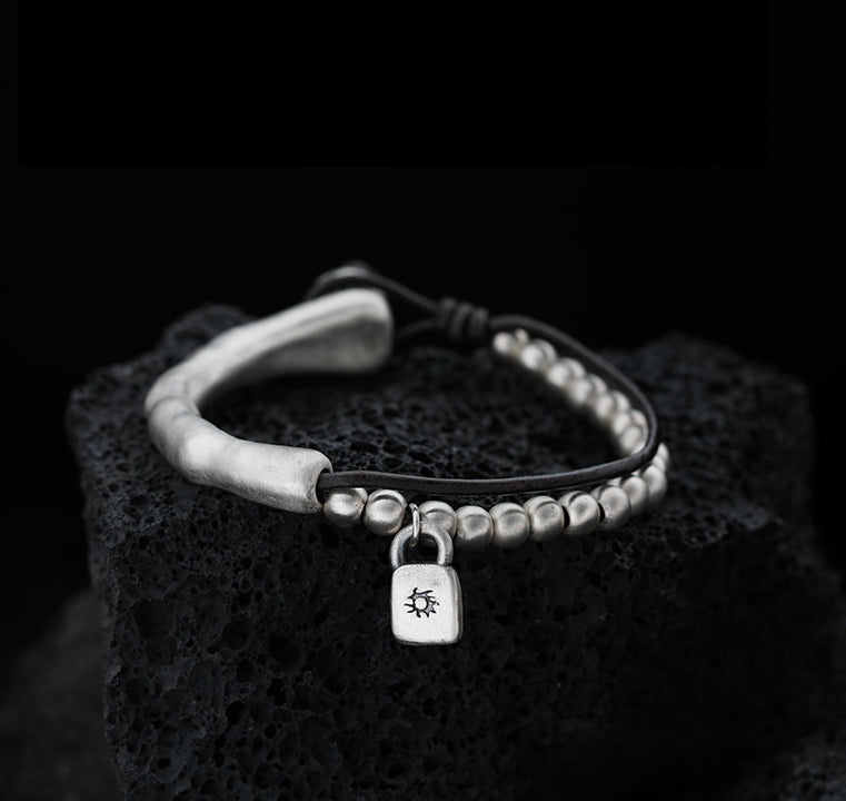 Raw S999 Fine Silver Chain Bracelets Retro Vintage Handmade