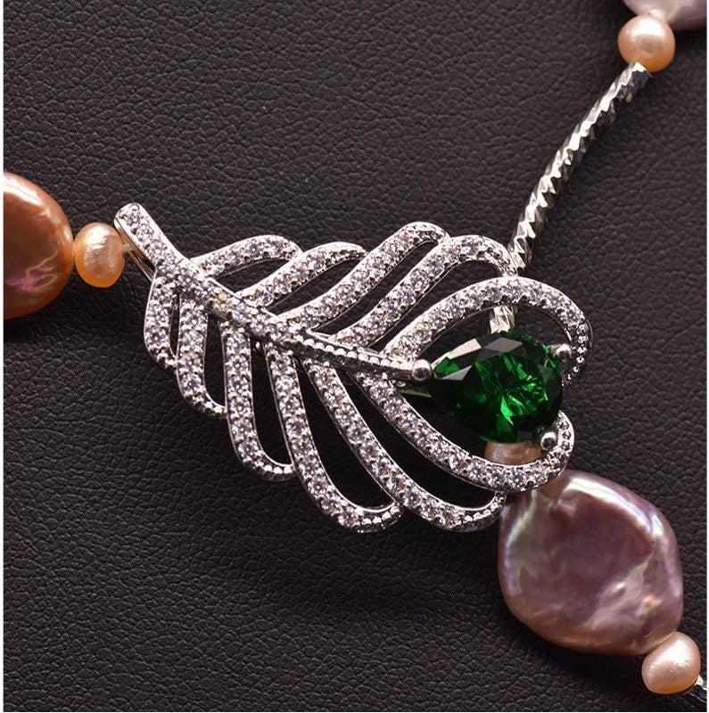 Handmade Pink 24 inch Natural Pearl Pendant Princess Necklace with Pearl Tassel