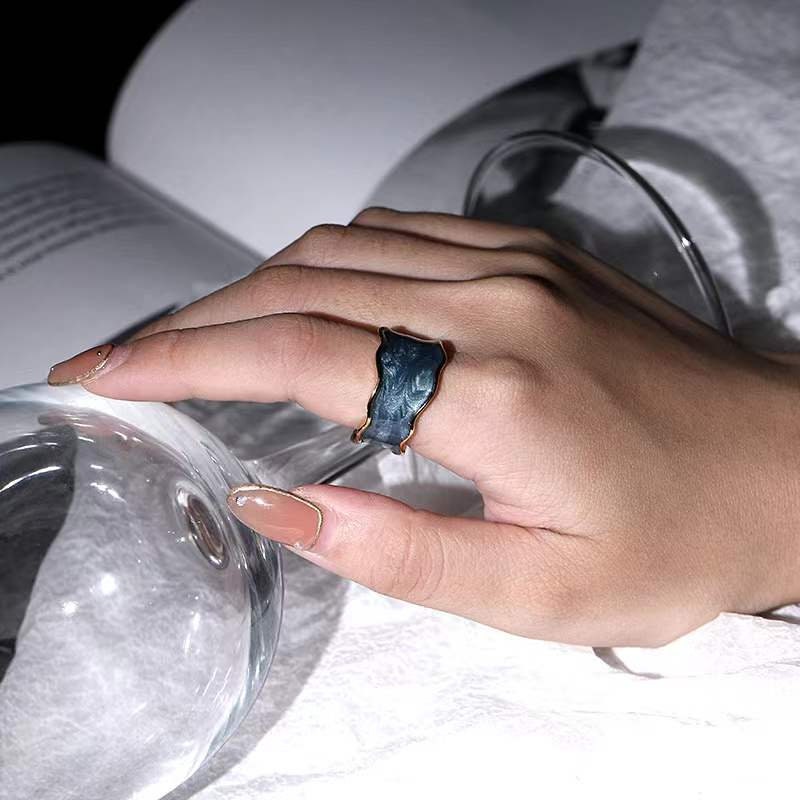 18K gold plated S925 Sterling Silver Ring with colored Enamel band - DMC Collection