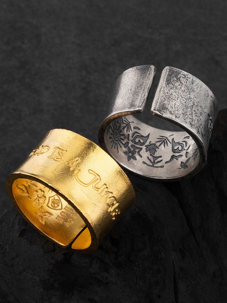 Custom Silver Solid 18K Gold Ring World of Jungle Series
