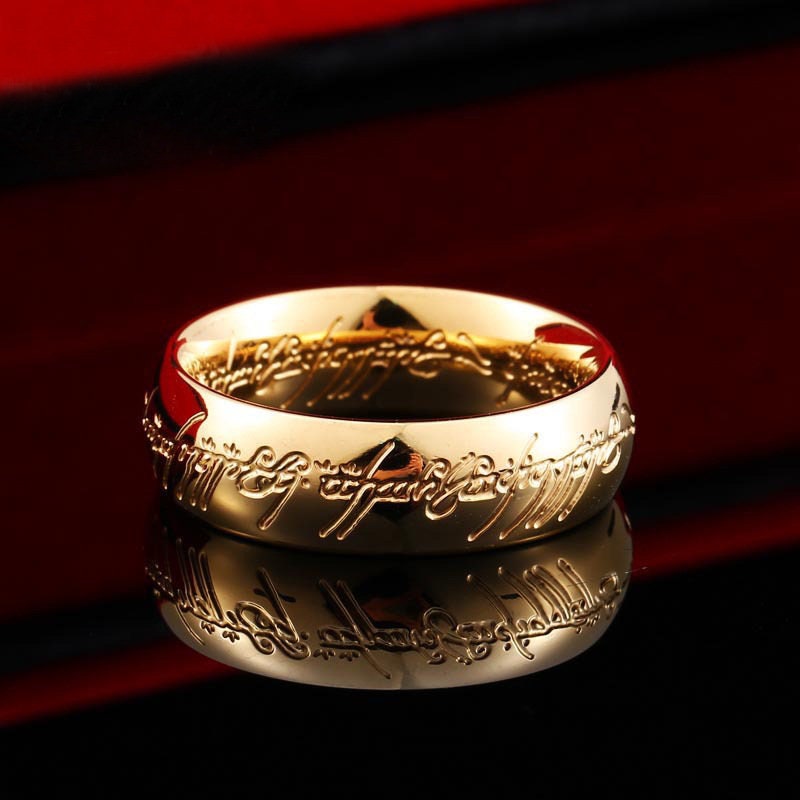 Handmade The One Ring the Lord of the Rings engraved Silver and solid 18K Gold