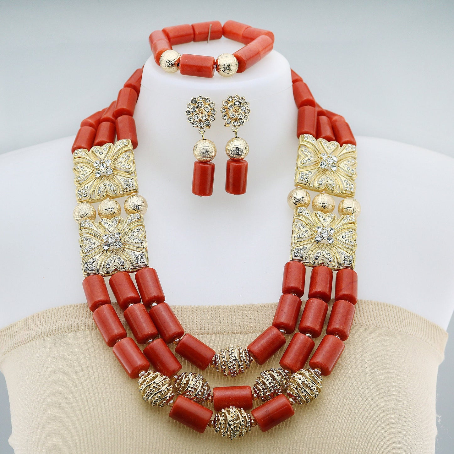 Luxury Natural Coral Beads jewelry sets elegant African jewelry all colors