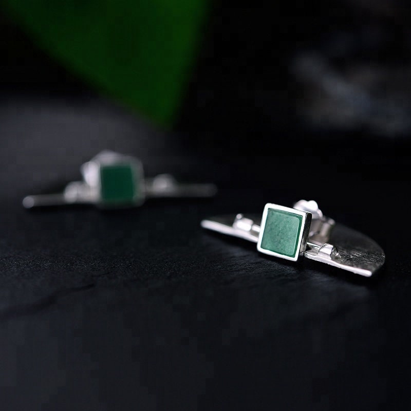 Fan Shaped Minimalist Earrings Sterling 925 Silver - DMC Collection