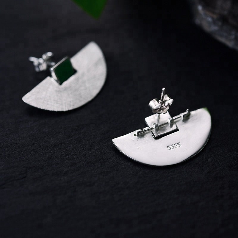 Fan Shaped Minimalist Earrings Sterling 925 Silver - DMC Collection