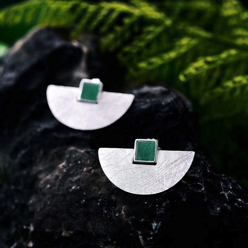 Fan Shaped Minimalist Earrings Sterling 925 Silver - DMC Collection
