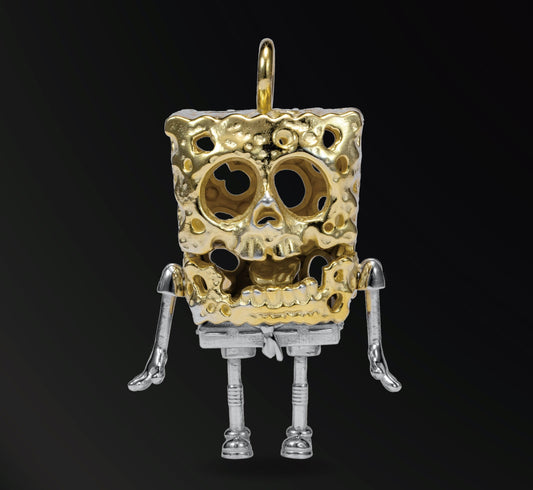 Skeleton SpongeBob 18K Gold Plated Silver Necklace