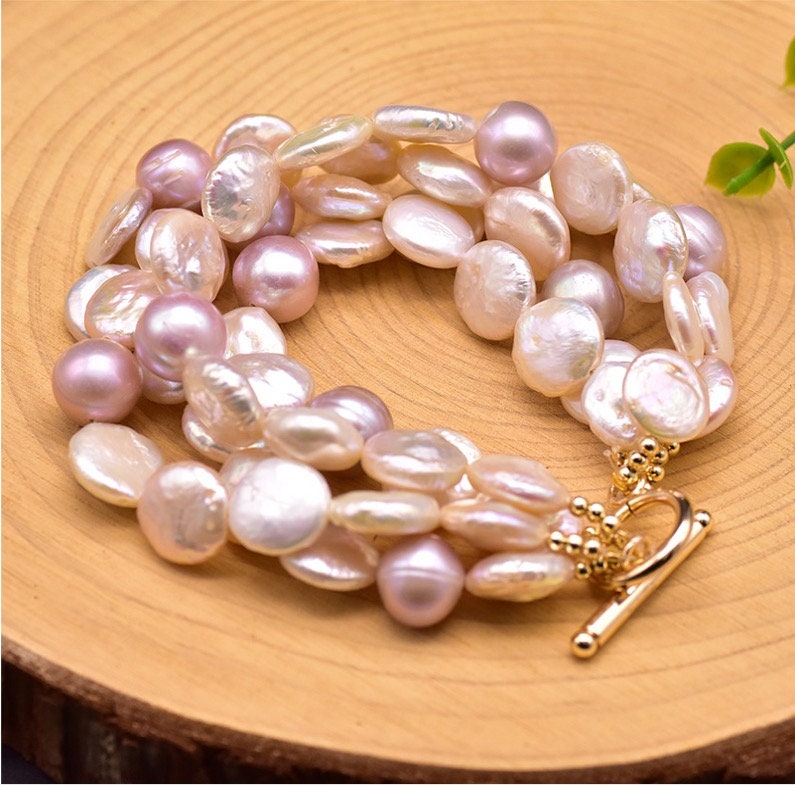 Handmade Natural Semi-Baroque Pearl Multi-layer Bracelet