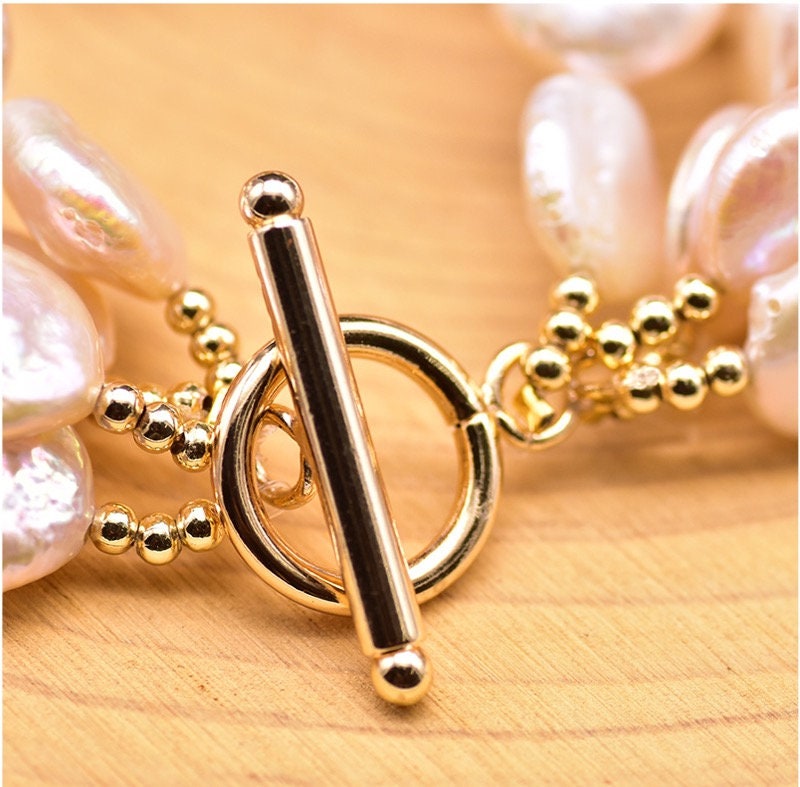 Handmade Natural Semi-Baroque Pearl Multi-layer Bracelet