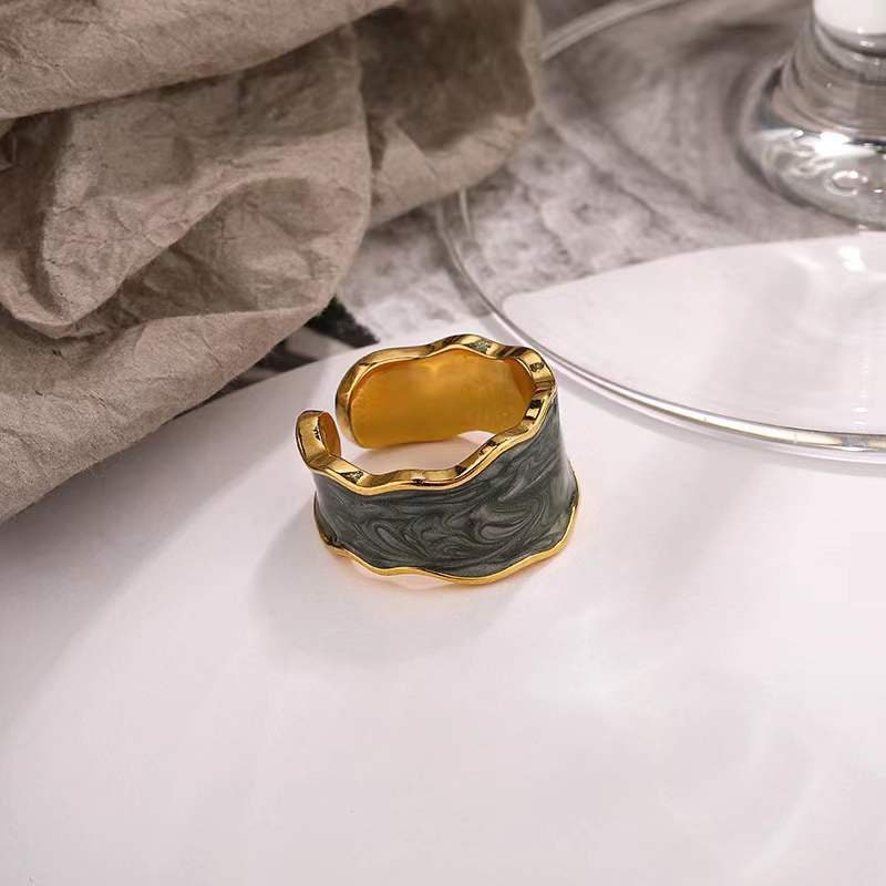 18K gold plated S925 Sterling Silver Ring with colored Enamel band - DMC Collection