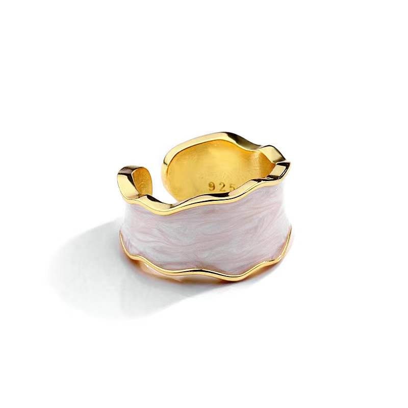 18K gold plated S925 Sterling Silver Ring with colored Enamel band - DMC Collection