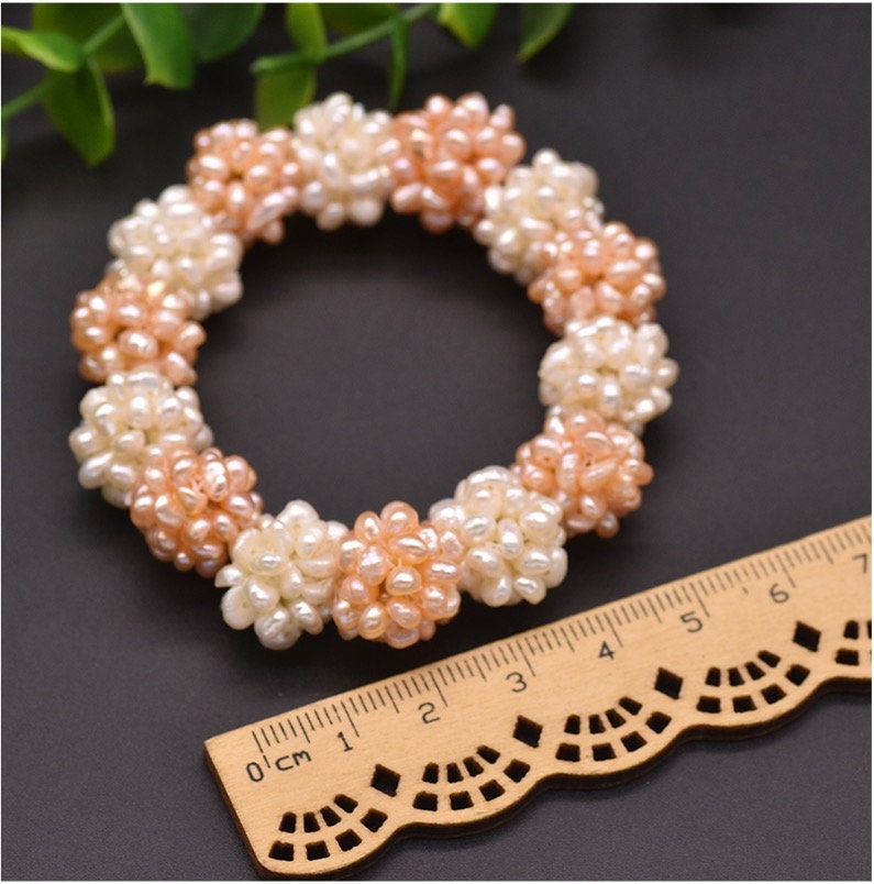 Natural Pearl Flower Shaped Bracelet Pink Floral