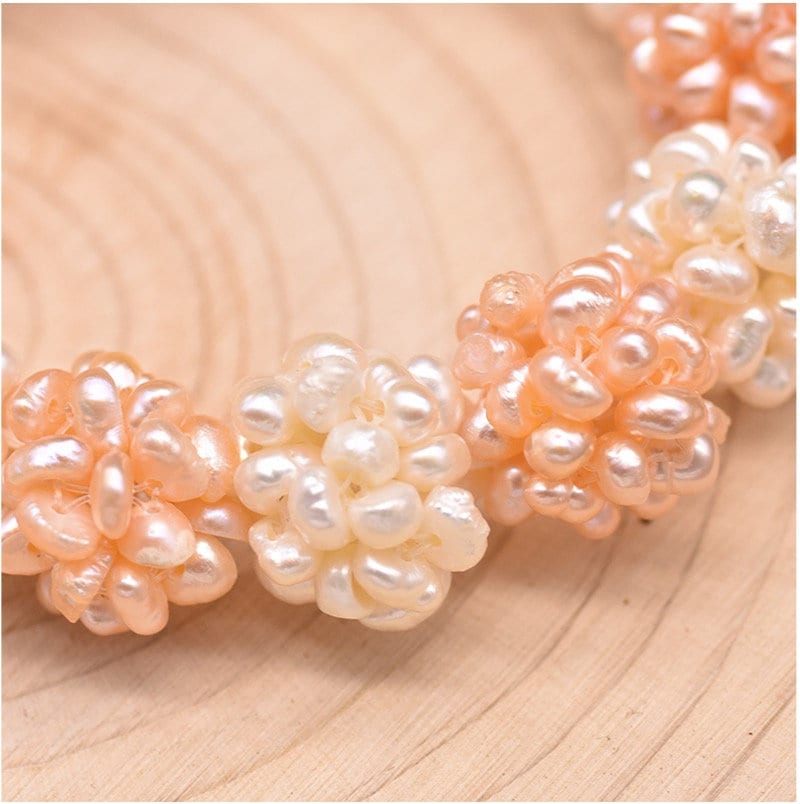Natural Pearl Flower Shaped Bracelet Pink Floral