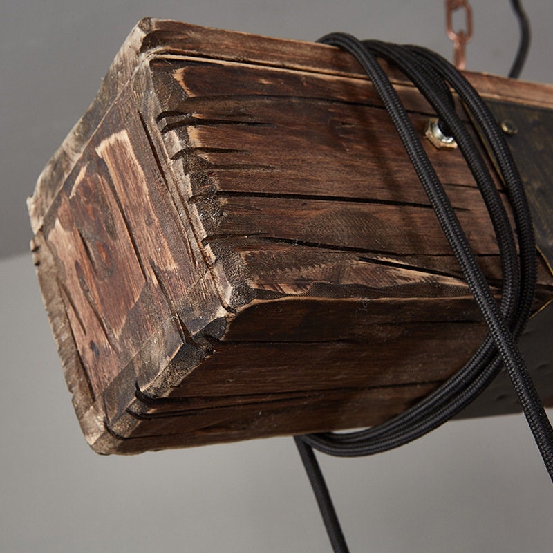 Farmhouse Wood Bar Retro Rustic Chandelier - Suspended Pendant Light with 9 bulbs