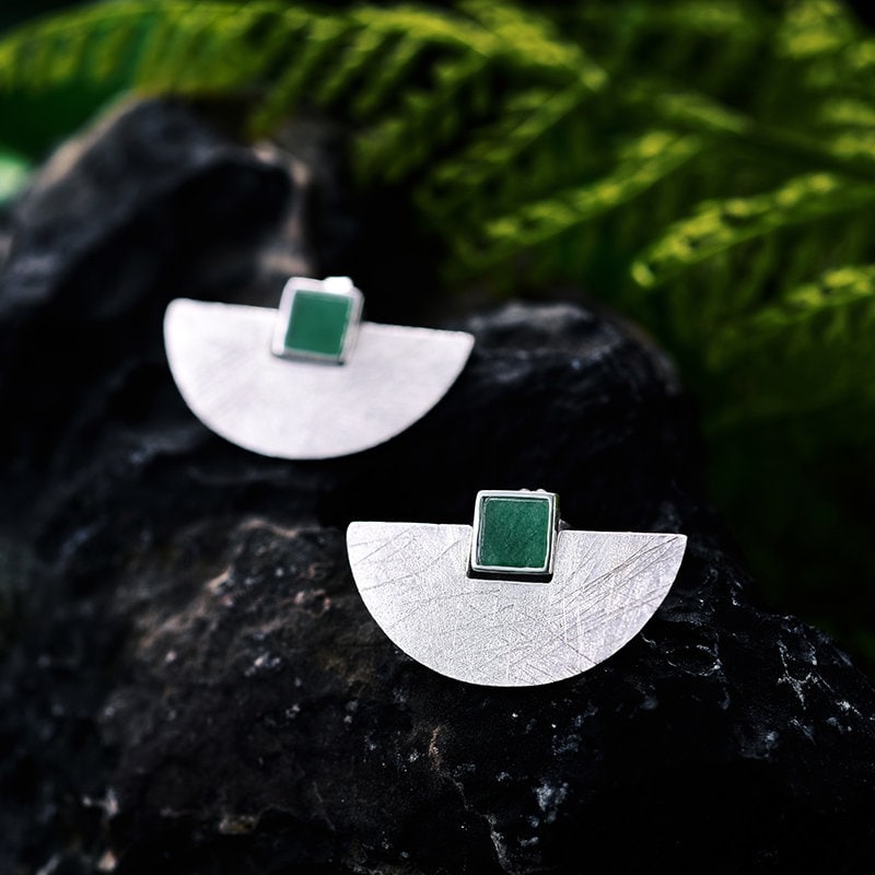 Fan Shaped Minimalist Earrings Sterling 925 Silver - DMC Collection
