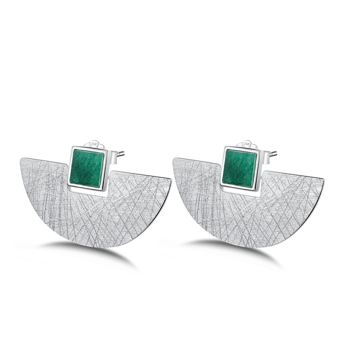 Fan Shaped Minimalist Earrings Sterling 925 Silver - DMC Collection