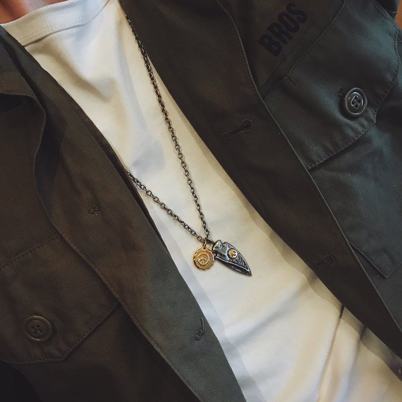 Retro Titanium Steel Goro's Style Golden Eagle Emblem and Triangle Pendant Necklace