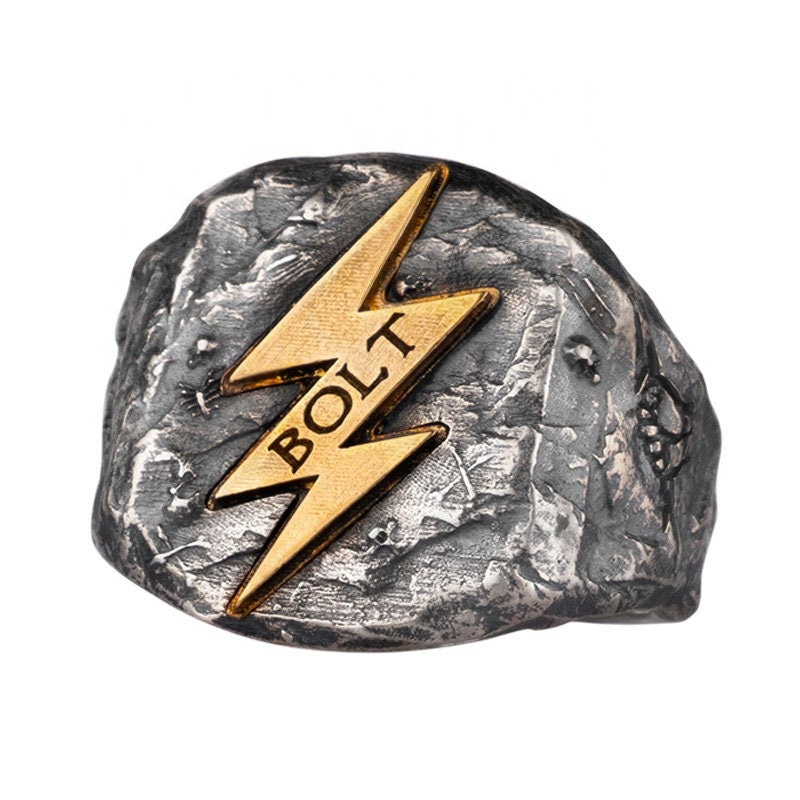 Wrath of Zeus Lightning Bolt S925 Ring Vintage Gothic Ring