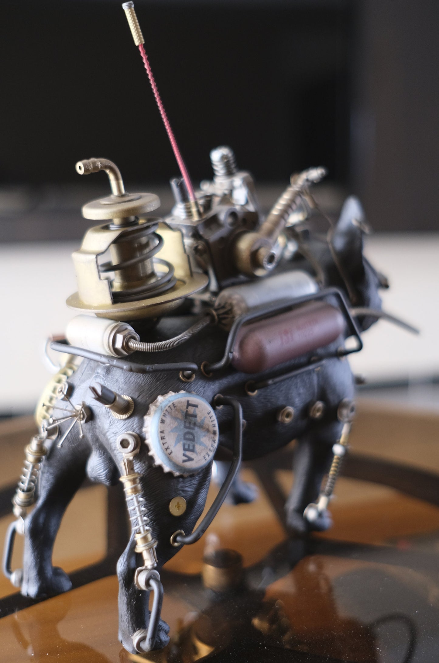 Wasteland Black French Bulldog Figure Post Apocalyptic Steampunk Art