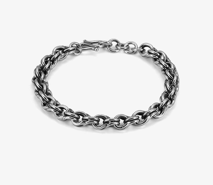 Raw S999 Fine Silver Chain Bracelets Retro Vintage Handmade
