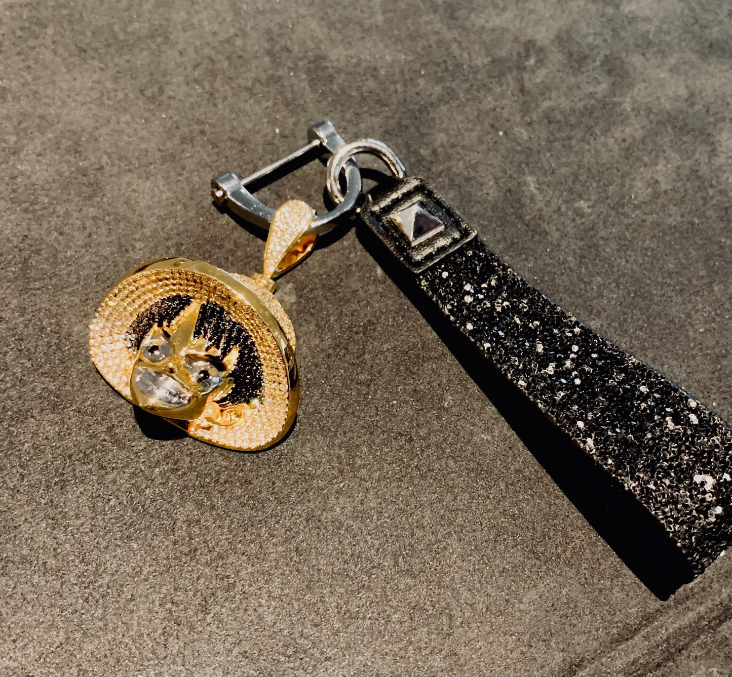 Iced-Out 14k Gold Plated Monkey D. Luffy Pendant Necklace Key Fob