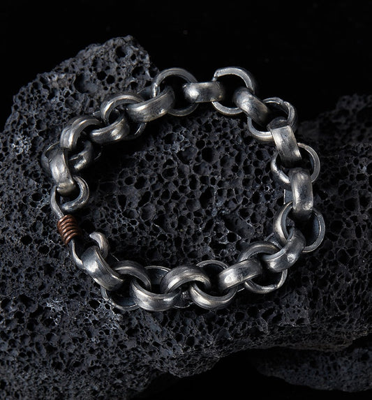 Raw S999 Fine Silver Chain Bracelets Retro Vintage Handmade