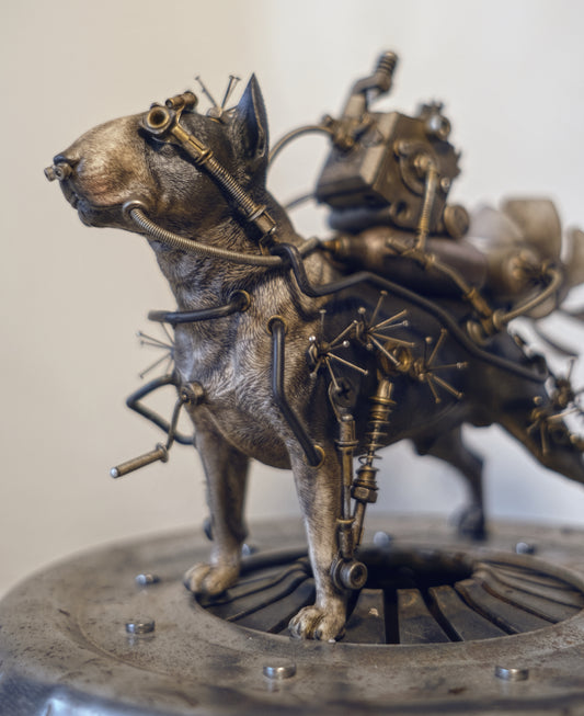 Wasteland Bull Terrier Ornament Post Apocalyptic Steampunk Art