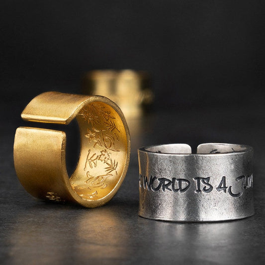 Custom Silver Solid 18K Gold Ring World of Jungle Series