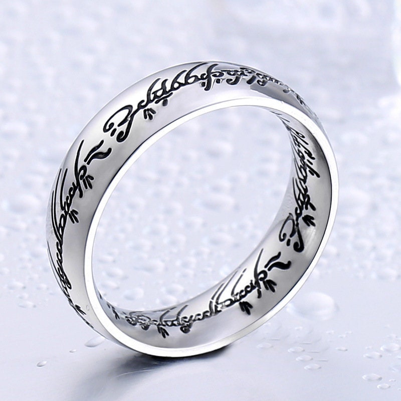 Handmade The One Ring the Lord of the Rings engraved Silver and solid 18K Gold