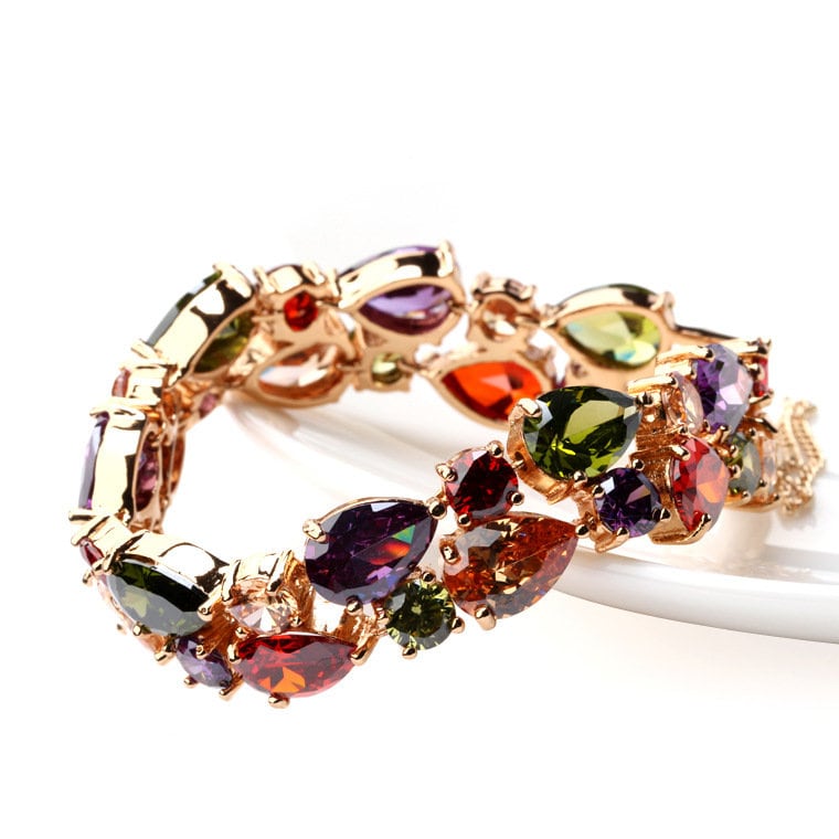 18K Gold Plated Multicolor Cubic Zirconia Bracelet - DMC Collection