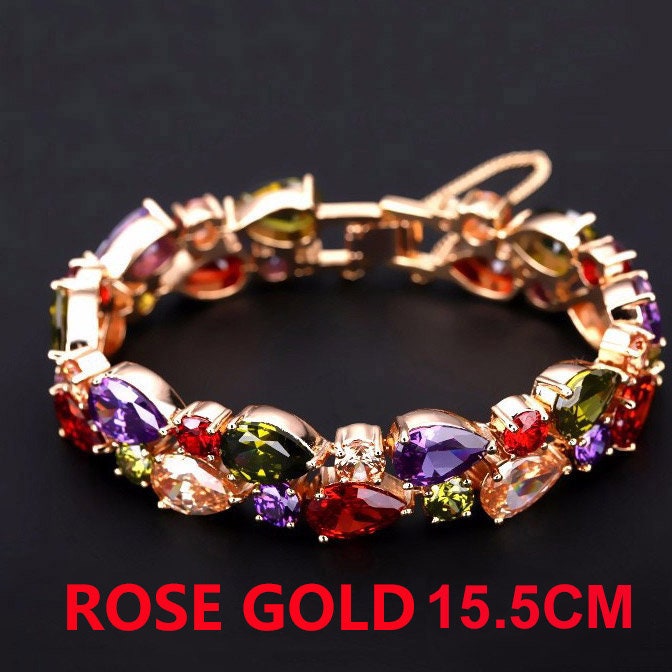 18K Gold Plated Multicolor Cubic Zirconia Bracelet - DMC Collection