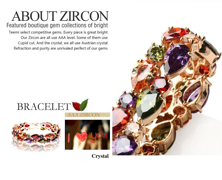 18K Gold Plated Multicolor Cubic Zirconia Bracelet - DMC Collection