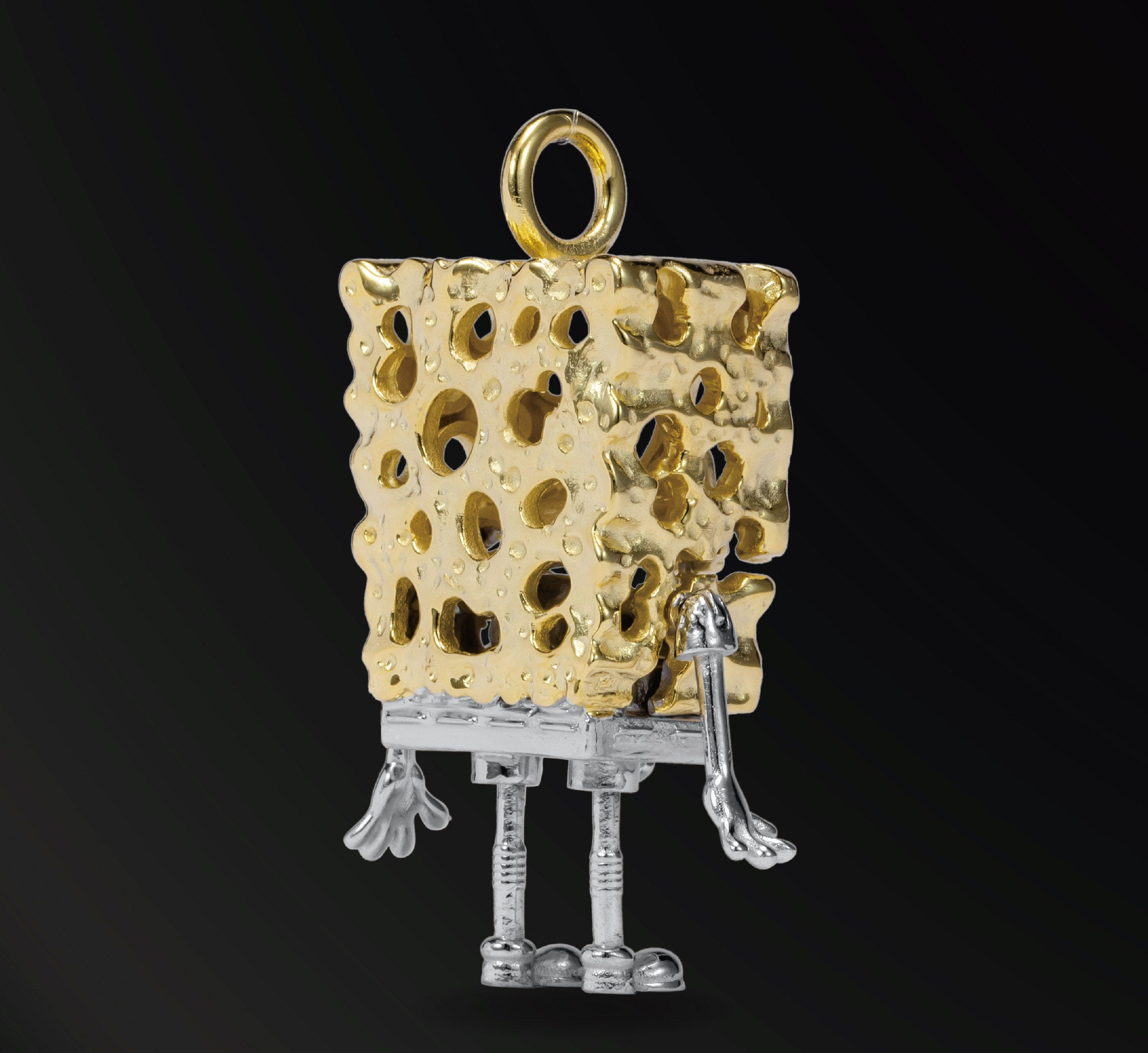 Skeleton SpongeBob 18K Gold Plated Silver Necklace