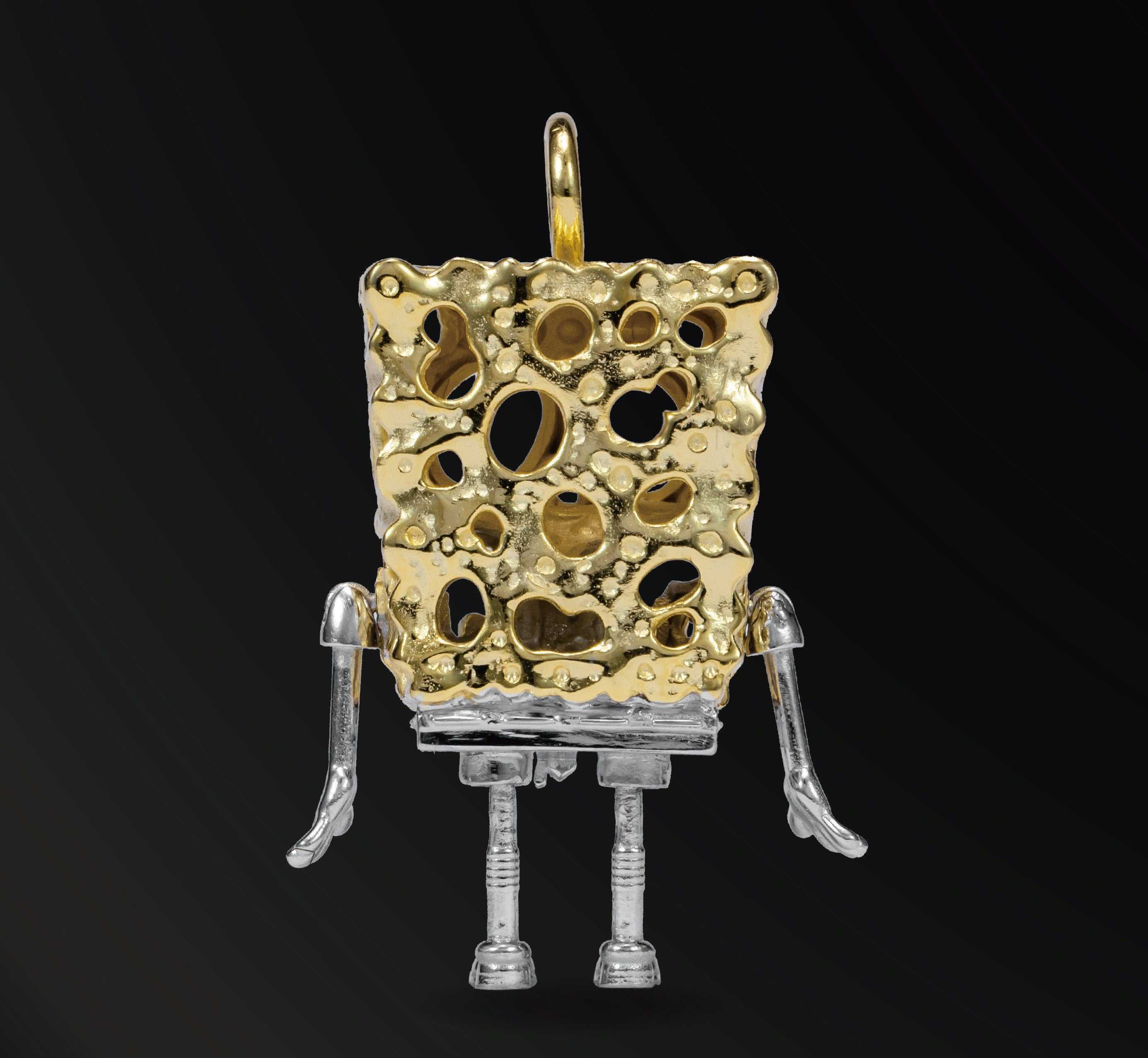 Skeleton SpongeBob 18K Gold Plated Silver Necklace – D.M.C New York