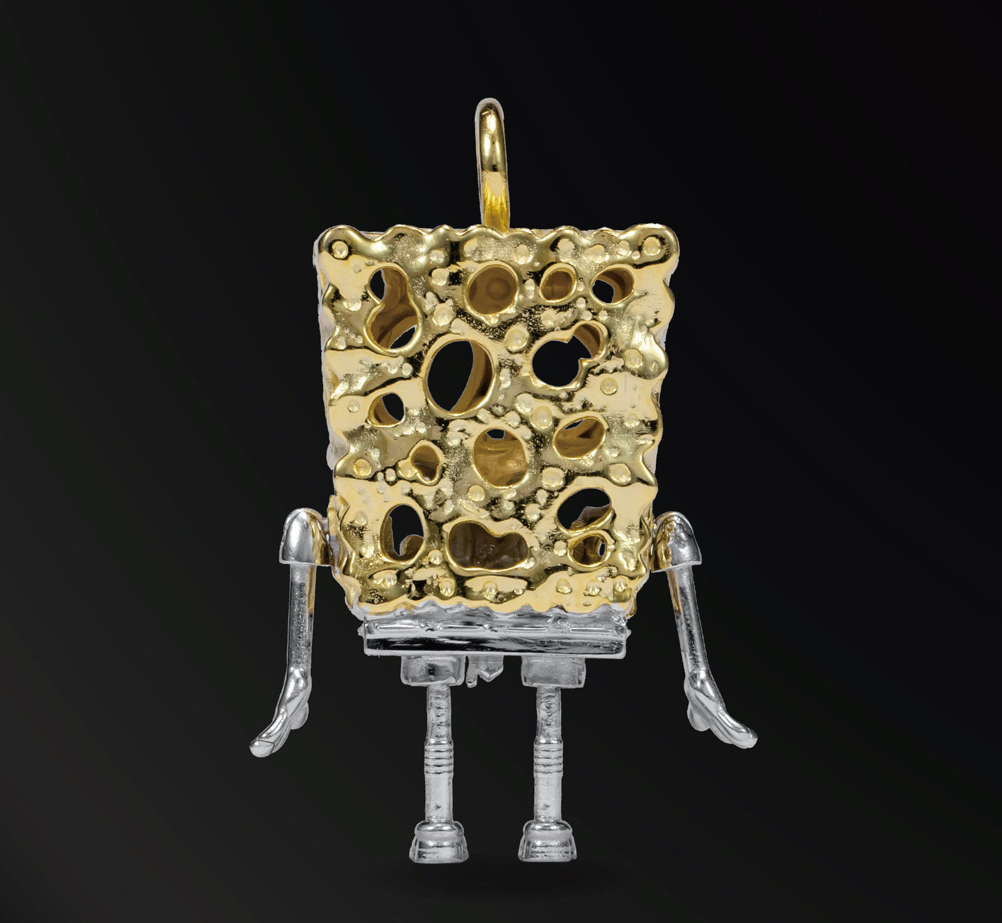 Skeleton SpongeBob 18K Gold Plated Silver Necklace