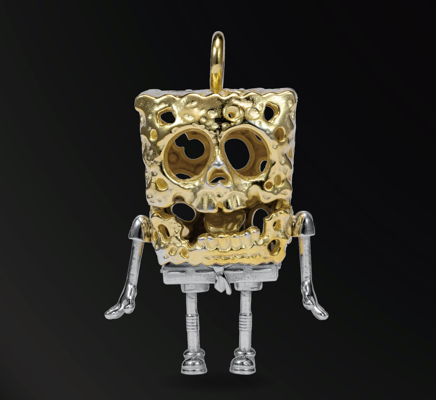 Skeleton SpongeBob 18K Gold Plated Silver Necklace