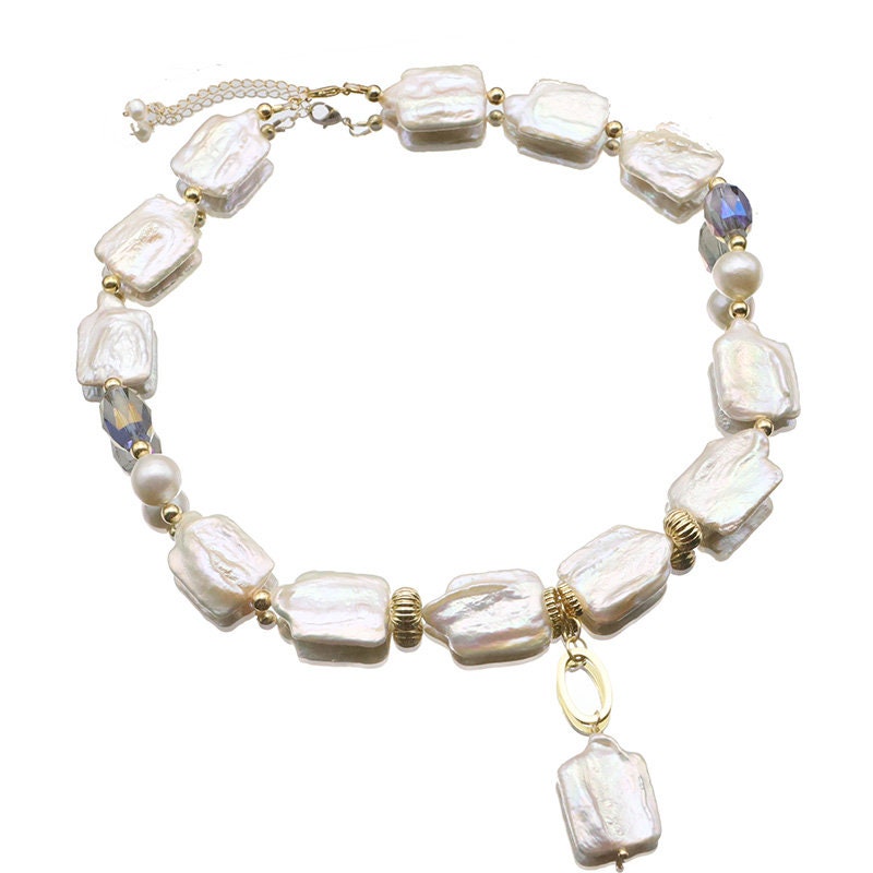 Natural large baroque pearl choker necklace with pendant