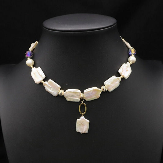 Natural large baroque pearl choker necklace with pendant