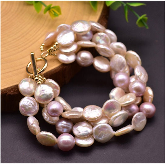 Handmade Natural Semi-Baroque Pearl Multi-layer Bracelet